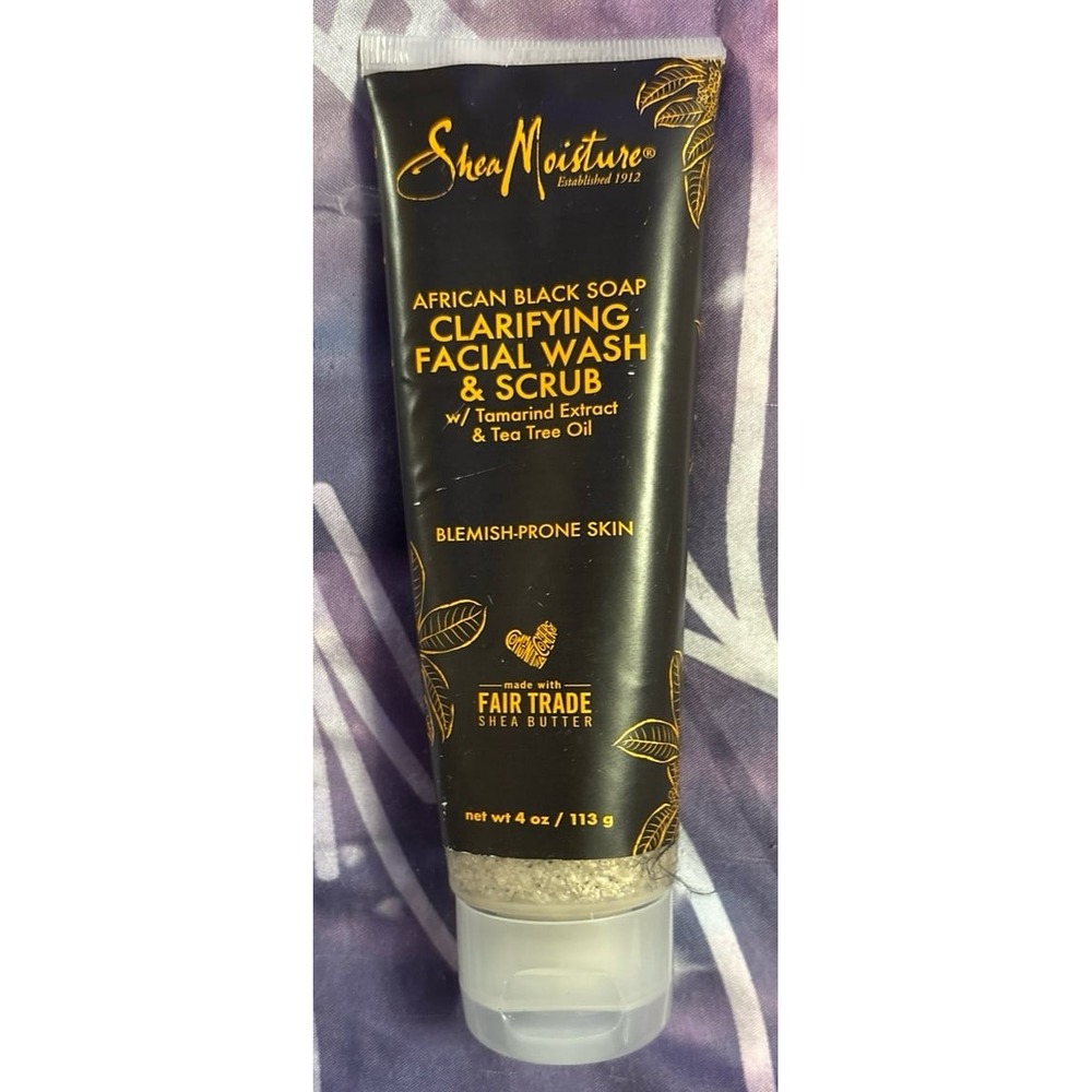 NEW Shea Moisture African Black Soap Clarifying Facial‎ Wash & Scrub